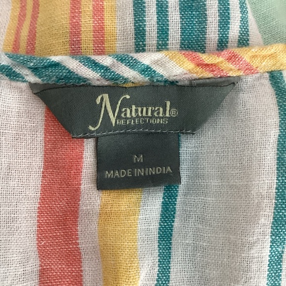 Natural Reflections Linen Cotton Striped Sleeveless Tunic Tank Top M - Picture 6 of 7